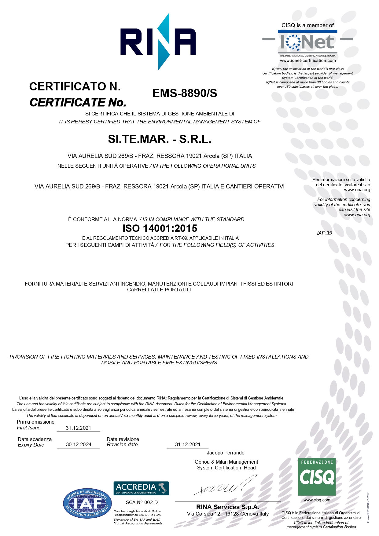 Rina ISO 14001-2015